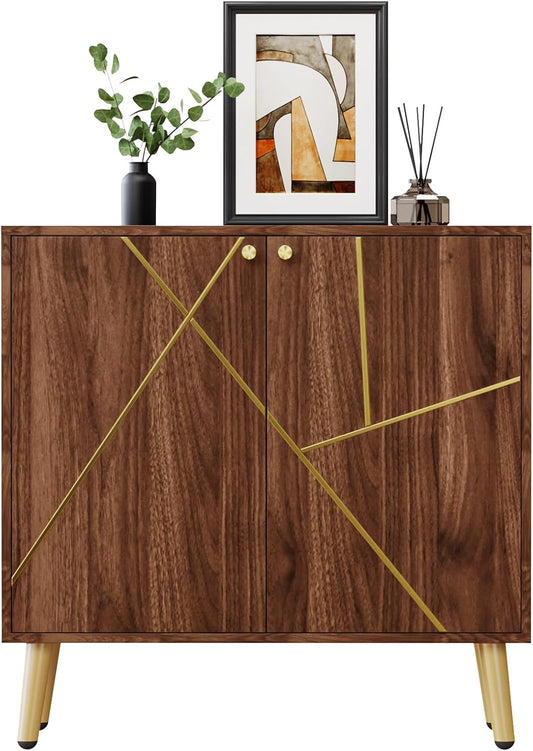 Storage Cabinet, Free Standing Buffet Cabinet, Morden Sideboard and Buffet Storage, Wood Accent Cabinet for Living Room, Hallway, Entryway (1, Brown)