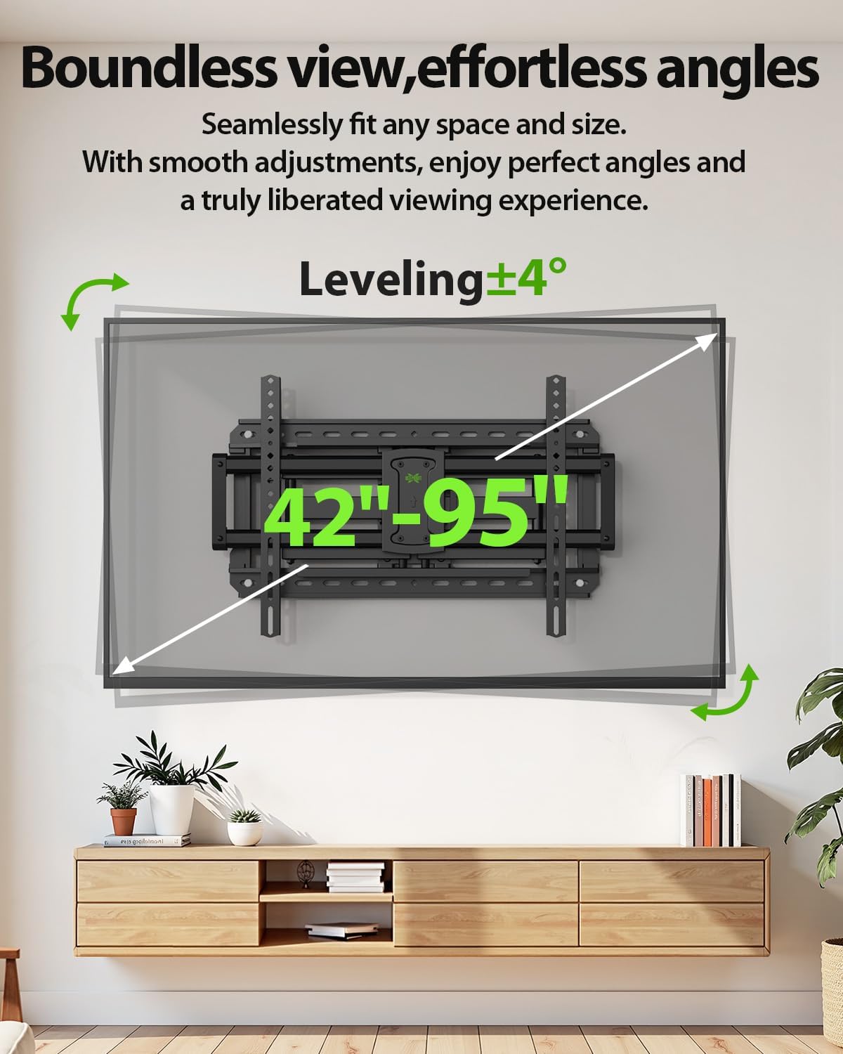 USX MOUNT Full Motion TV Wall Mount for Large TVs 42-95 Inch up to 150 lbs, Wall Mount TV Bracket with Swivel and Tilt, Fits 16",18", 24" Wood Studs, Max VESA 600x400mm Fit 65+ 75+ 85 86 90 TVs XML025