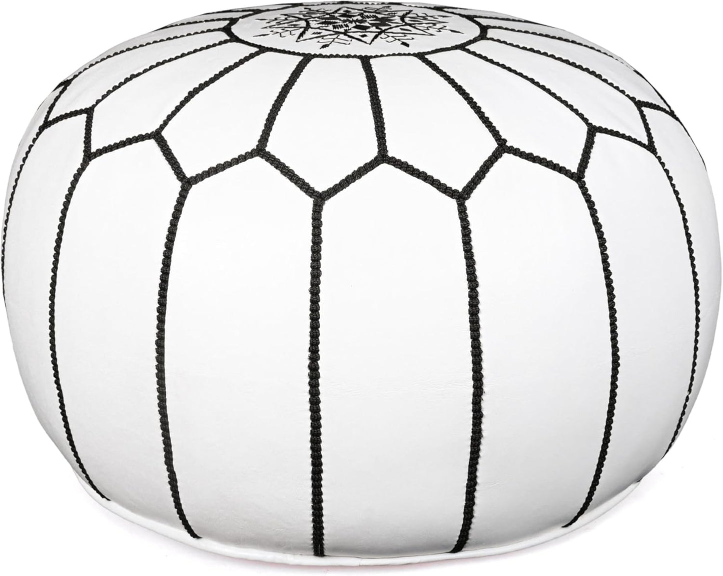 Marrakesh Gallery Genuine Leather Round Pouf Unstuffed - Moroccan Ottoman Footstool, Footrest Cover - Boho Decor - Bohemian Living Room, Bedroom, Kids Room, Gift & Wedding
