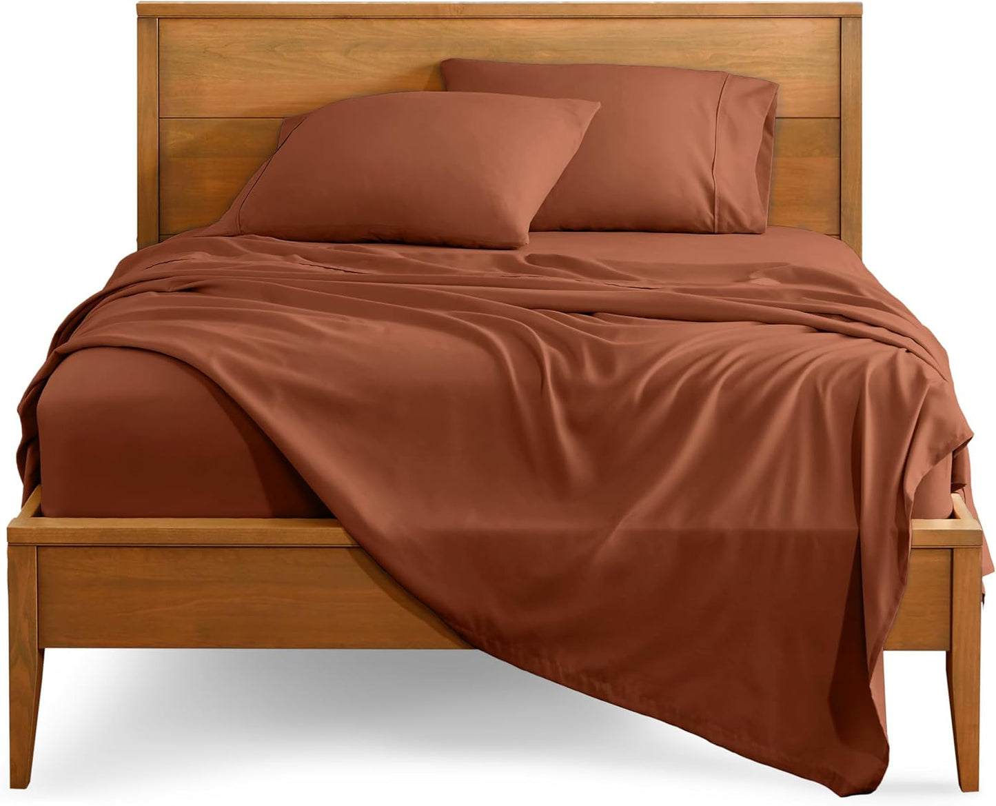 Bare Home Queen Sheet Set - Luxury 1800 Ultra-Soft Microfiber Bed Sheets - Double Brushed - Deep Pockets - Easy Fit - 4 Piece Set - Bedding Sheets & Pillowcases (Queen, Terracotta)
