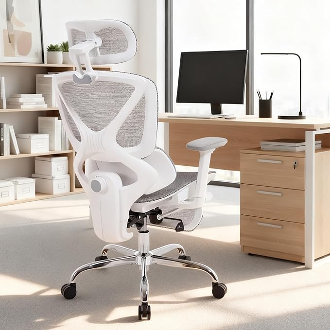 LuxErgo Ergonomic Mesh Office Chair High Back Mesh Computer Executive Desk Chair Home Office Chair with Adjustable Lumbar Support for Office/Gaming/Study, Freely Tilt Lock, Flip-Up Headrest & Armrests