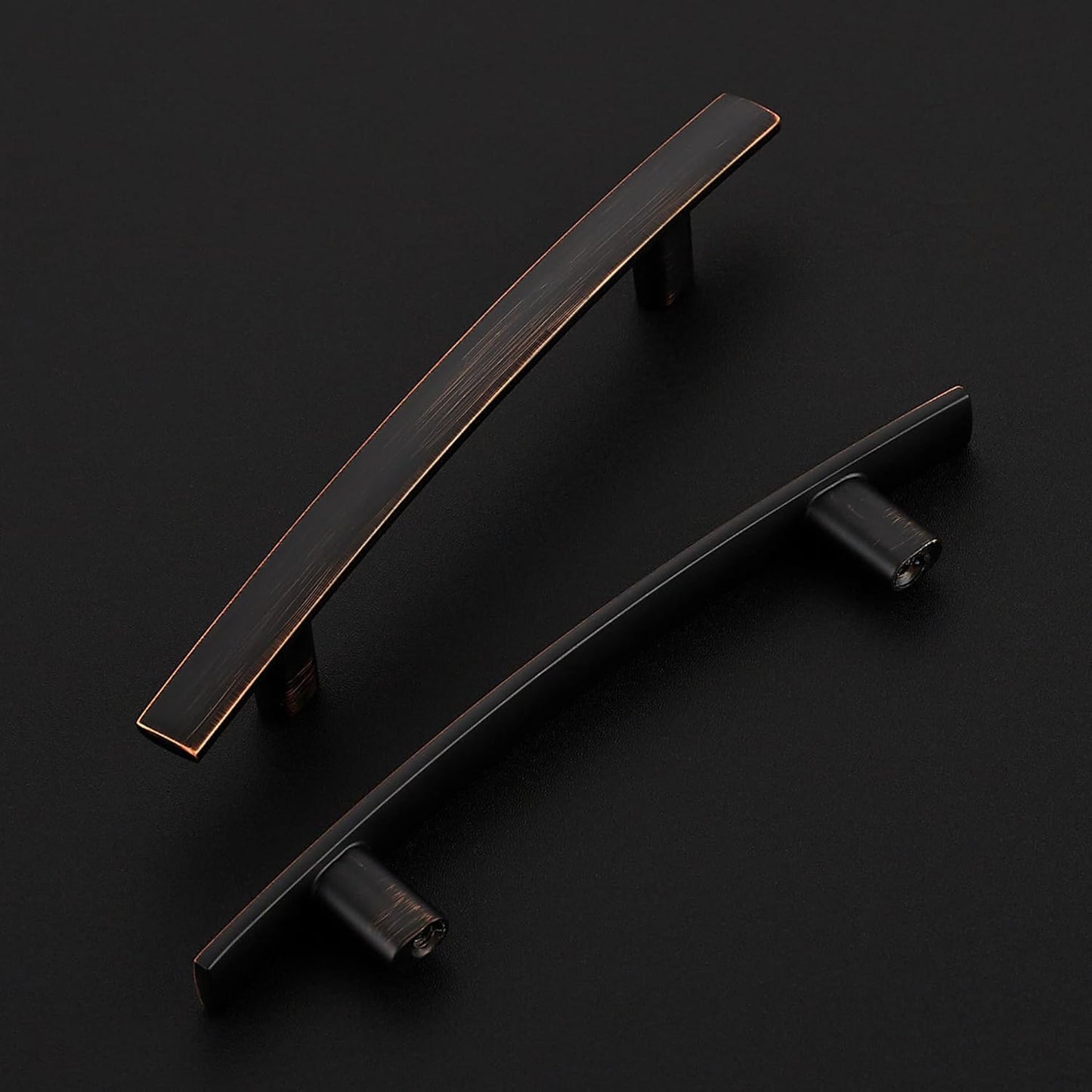 5 Pack Cabinet Handles 3.75" Hole Center - Curved Cabinet Pulls Oil Rubbed Bronze Drawer Pulls for Kitchen Cupboard Solid Hardware for Dresser Drawer Arch Hardware