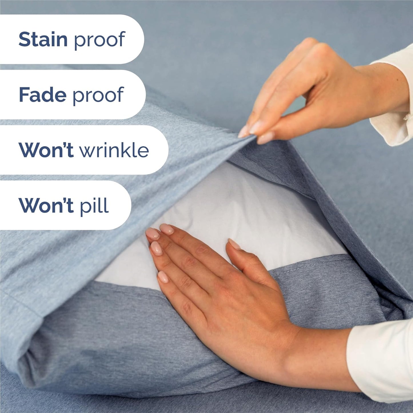 King Size 4 Piece Sheet Set - Comfy Breathable & Cooling Bed Sheets Set - Hotel Luxury Bedding for Women, Men, Kids, Teens, Boys & Girls - Deep Pockets, Soft & Wrinkle Free - Blue (Heathered Sheets)