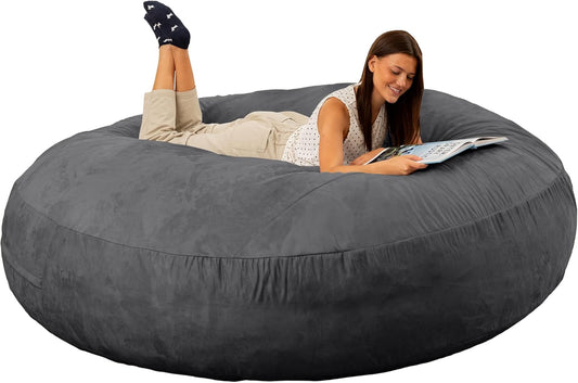Jaxx 6 Foot Cocoon - 2-in-1 Convertible Bean Bag Bed & Large Bean Bag Chair for Adults, Black