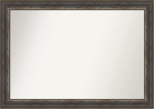 Amanti Art Brown Bathroom Mirror for Over Sink, 29x41 Alta Rustic Char Rectangle Vanity Mirror, Large Country Rustic Frame, Hangs Horizonally and Vertically, Bathroom Wall Decor, Non-Beveled Edge