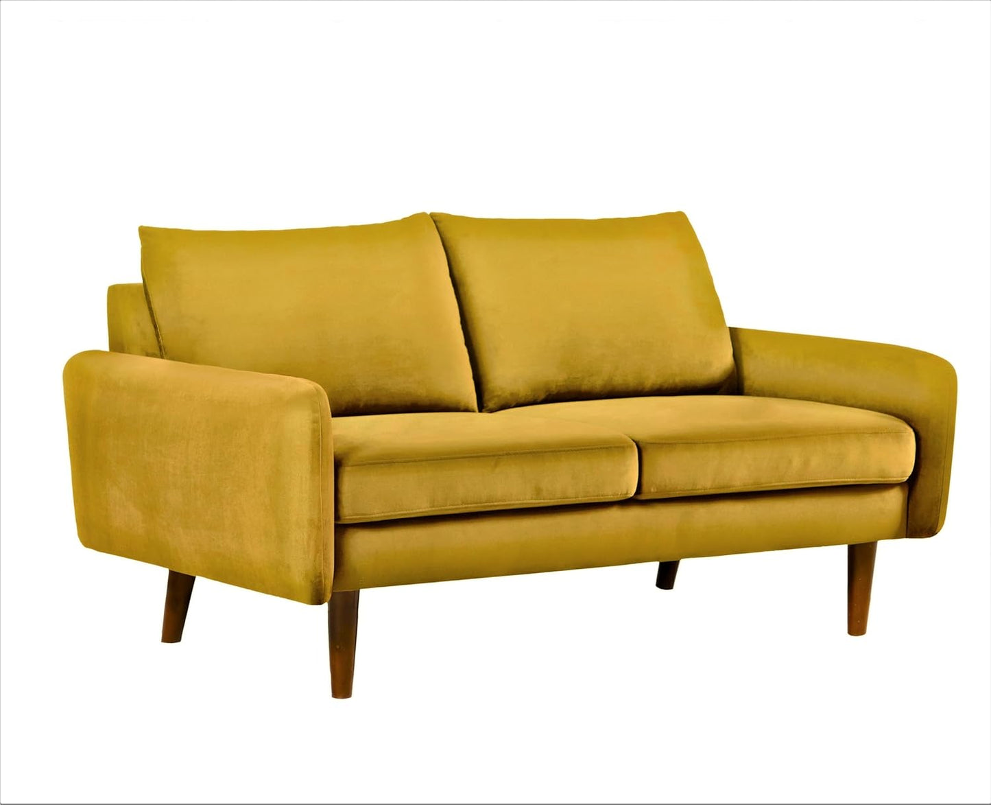 Container Furniture Direct Kent Velvet Loveseat Sofa for Modern Living Rooms and Compact Spaces, Comfy 2 Seater Couch Studio Apartment Furniture with Sleek Design, Greenish Yellow