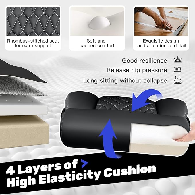 High Back Executive Office Chair - Ergonomic Computer Desk with Rocking Function, Leather Managerial with Adjustable Flip-Up Armrests and Lumbar Support