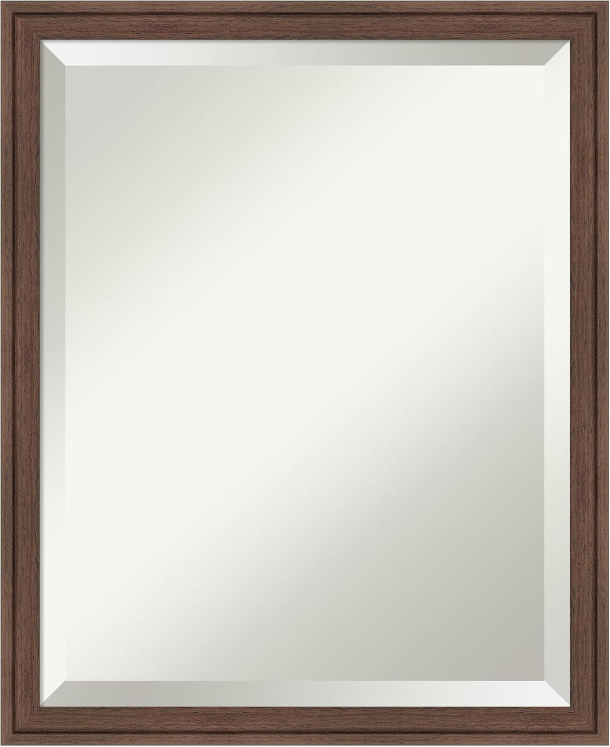 Amanti Art Brown Bathroom Mirror for Over Sink, 22x18 Florence Medium Brown Rectangle Vanity Mirror, Small Casual Frame, Hangs Horizonally and Vertically, Bathroom Wall Decor, Beveled Edge