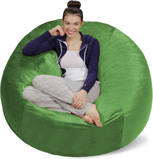 Sofa Sack Bean Bag Chair - Plush, Ultra Soft - Memory Foam Bean Bag Chair with Microsuede Cover - Stuffed Foam Filled Furniture and Accessories for Dorm Room 5 Feet - Lime