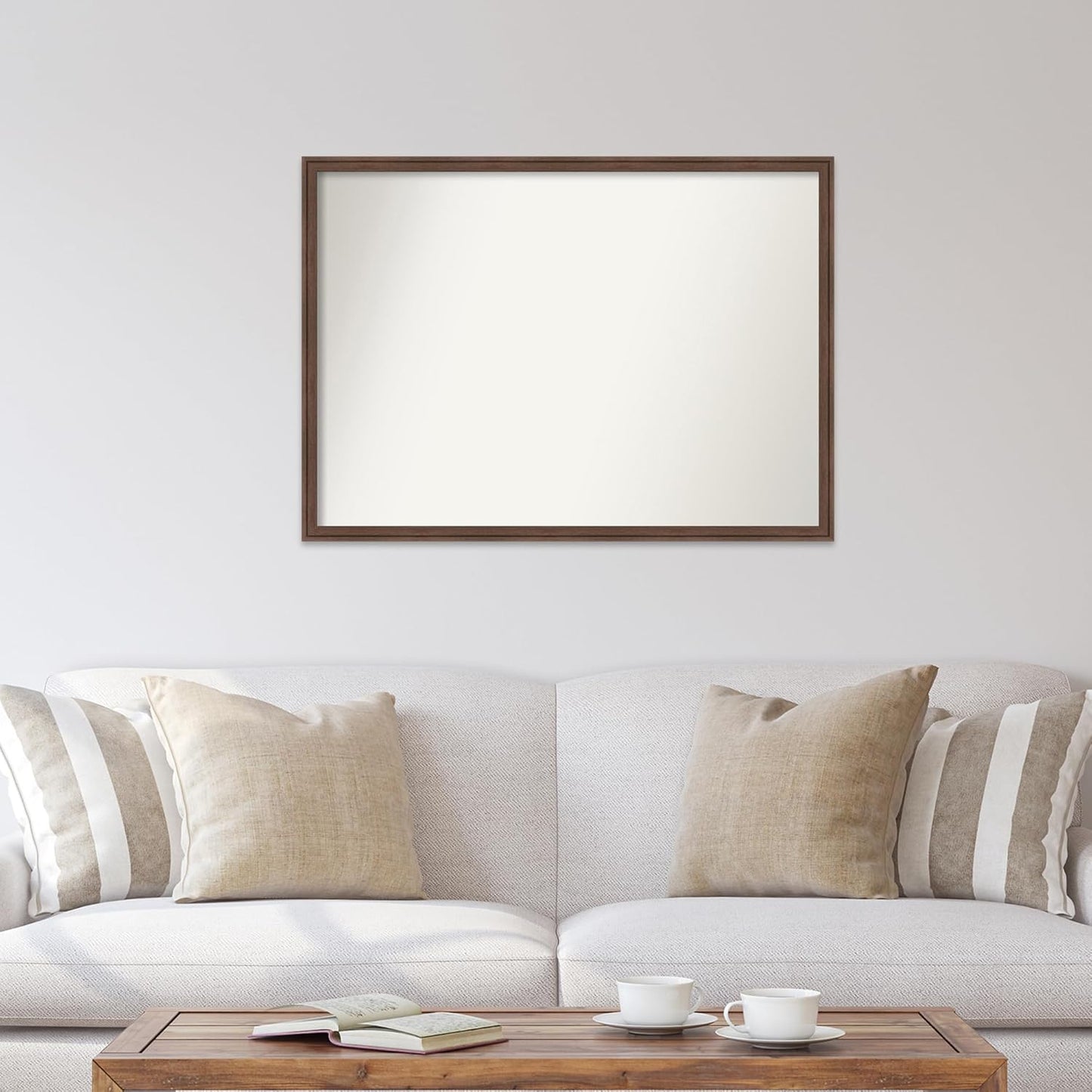 Amanti Art Brown Bathroom Mirror for Over Sink, 29x40 Florence Light Brown Rectangle Vanity Mirror, X-Large Casual Frame, Hangs Horizonally and Vertically, Bathroom Wall Decor, Non-Beveled Edge