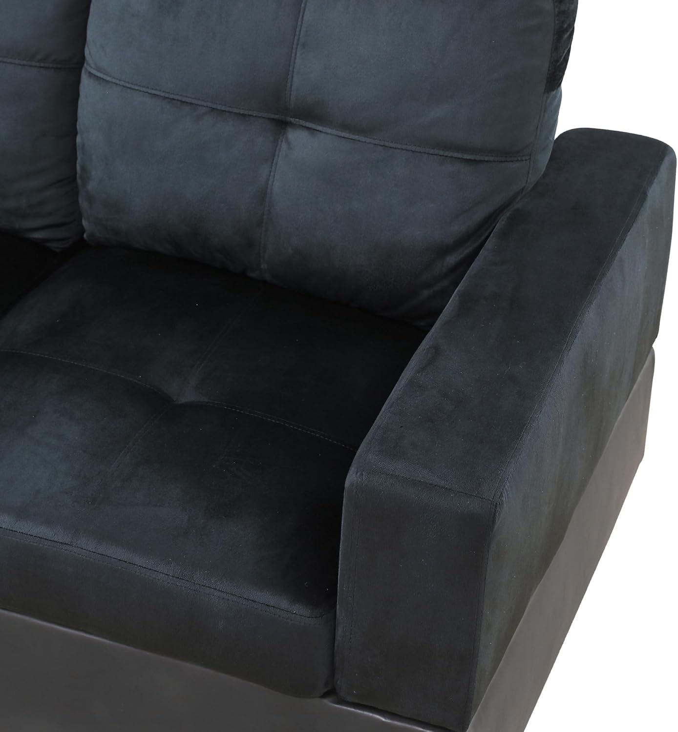 NicBex Sectional Couch 3 Pieces Sofa Set with Right Chaise Lint PVC L Shaped Cloud Couch for Living Room Furniture Sets with Storage Ottoman, Modular Sofa for Living Room & Apartment, Dark Blue+Brown
