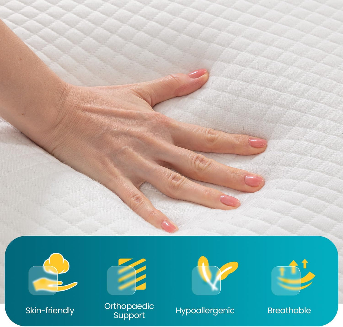 FDW | 14 Inch Queen Mattress | Medium Firm | Gel Memory Foam Mattress | White | Bed in a Box, CertiPUR-US Certified | Pressure Relief, Cooling Ventilated Foam | Washable Removable Cover