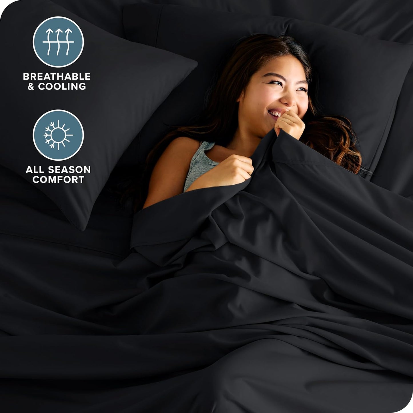 Bare Home Split California King Sheet Set - 1800 Ultra-Soft Microfiber Split California King Bed Sheets - Double Brushed - Deep Pockets - Easy Fit - 5 Piece Set - Bed Sheets (Split Cal King, Black)