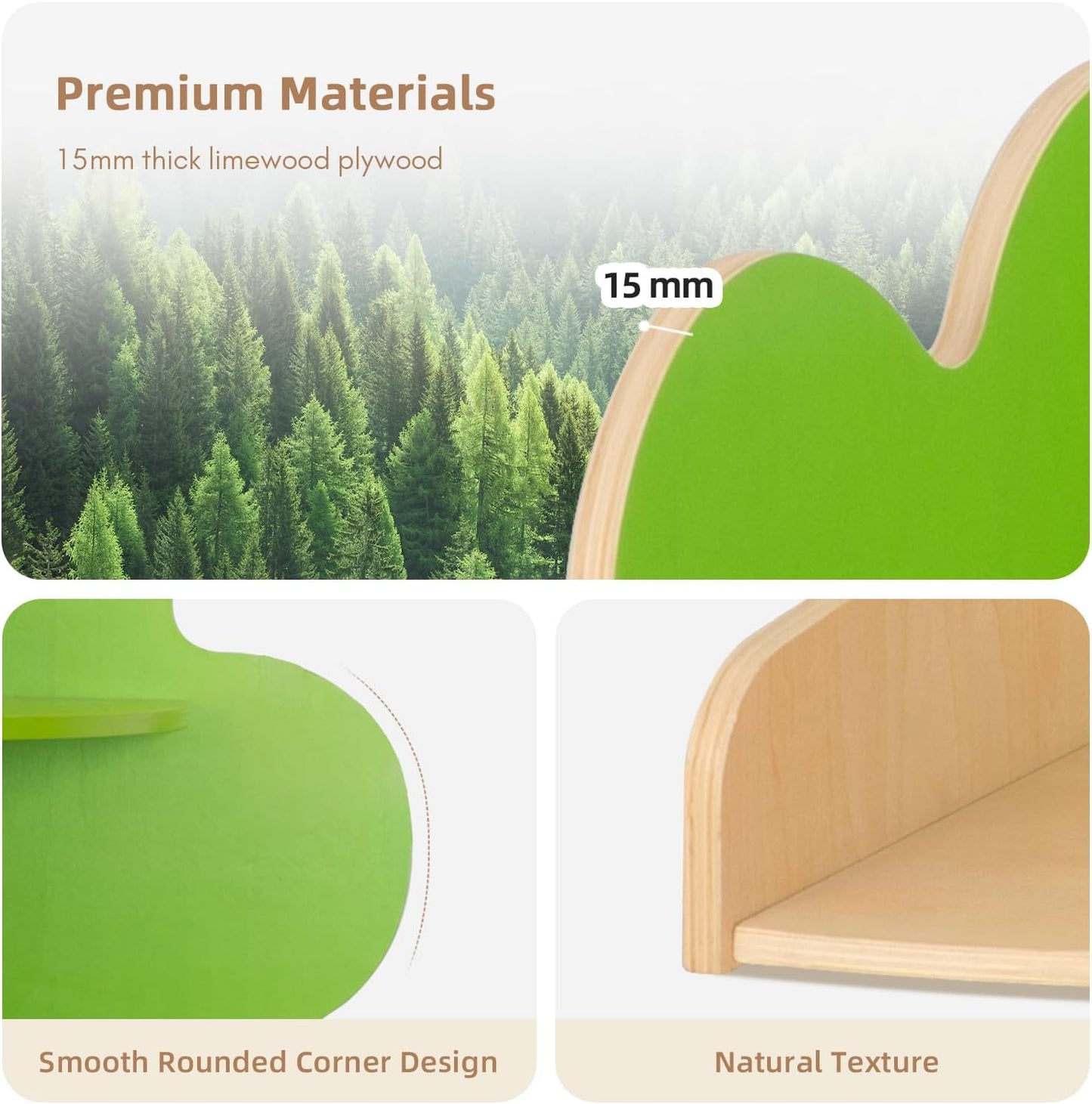 OOOK Tree Bookshelf for Kids Reading Nook, Corner Bookcase Toy Storage for Playroom, Classroom, Playroom, Nursery