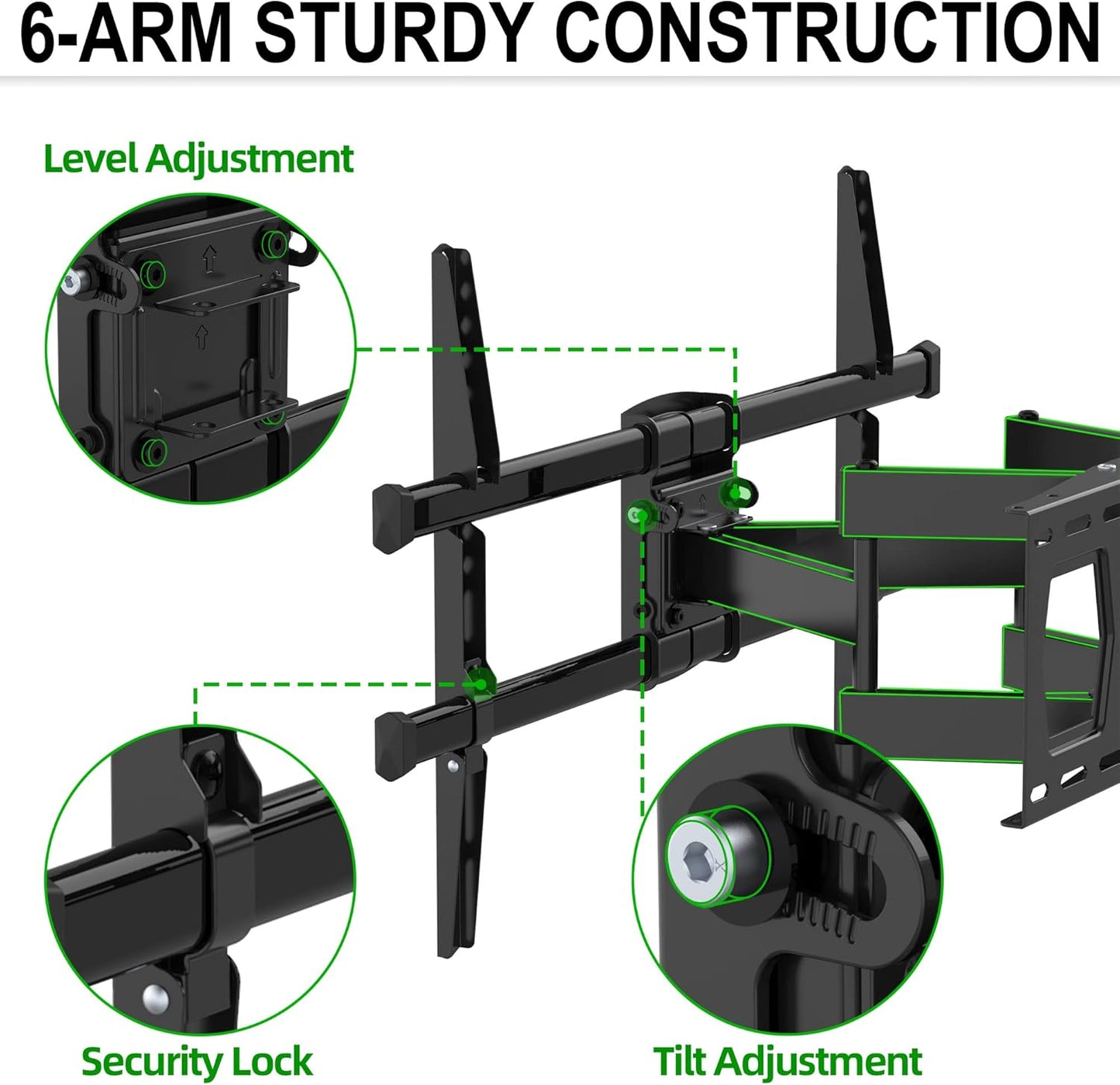 USX MOUNT Full Motion TV Wall Mount for Most 37-82 Inch TV up to 132lbs, TV Mount Articulating with Swivel, Tilt & Extension, Wall Mounts T V Bracket for VESA 600x400mm 400x300mm, Max 16" Wood Studs