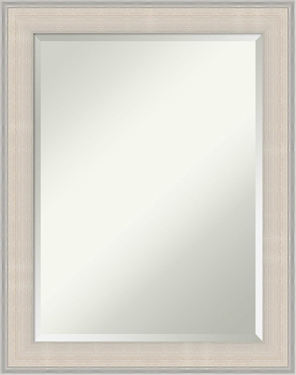Amanti Art White Bathroom Mirror for Over Sink, 29x23 Cottage White Silver Rectangle Vanity Mirror, Medium Coastal Wood Frame, Hangs Horizonally and Vertically, Bathroom Wall Decor, Beveled Edge