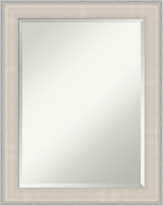 Amanti Art White Bathroom Mirror for Over Sink, 29x23 Cottage White Silver Rectangle Vanity Mirror, Medium Coastal Wood Frame, Hangs Horizonally and Vertically, Bathroom Wall Decor, Beveled Edge