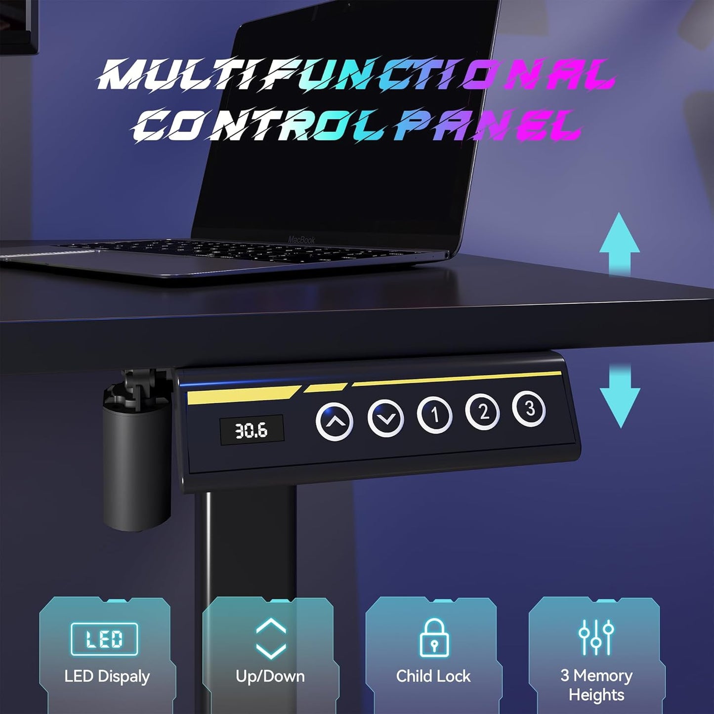 Electric Standing Desk Adjustable Height 55"x24" Stand Up Desk with Lockable Wheels Ergonomic Sit Stand Desk for for Work Office Home Computer Workstation (Black)