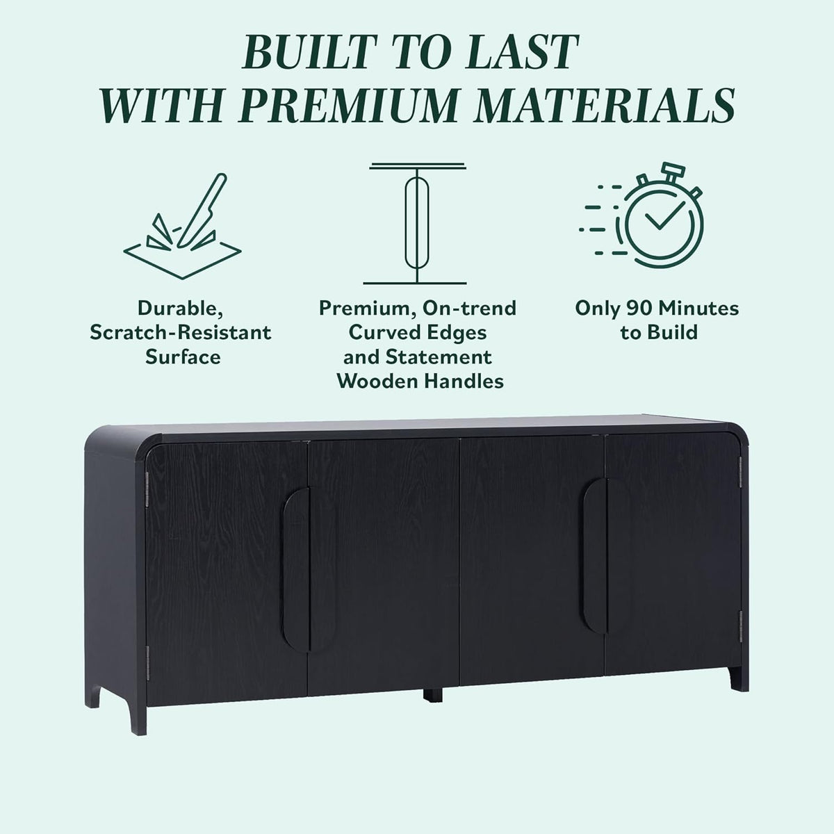 Walker Edison Chantelle Sideboard TV Stand with Storage, 70", Black