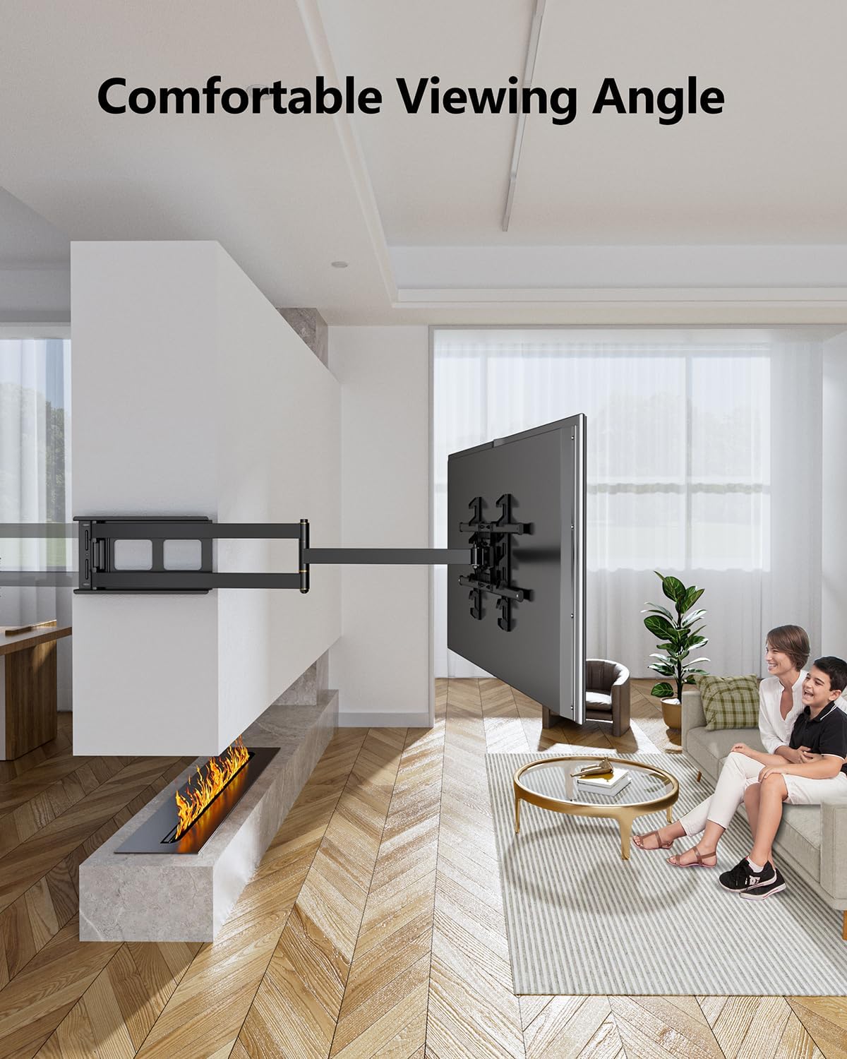 FORGING MOUNT Long Arm TV Wall Mount for 42-90 Inch TVs up to 150 lbs, 36 Inch Extension Full Motion Articulating Wall Mount with Height Setting, Swivel and Tilt, VESA 600x400mm, 8"/12"/16" Wood Studs