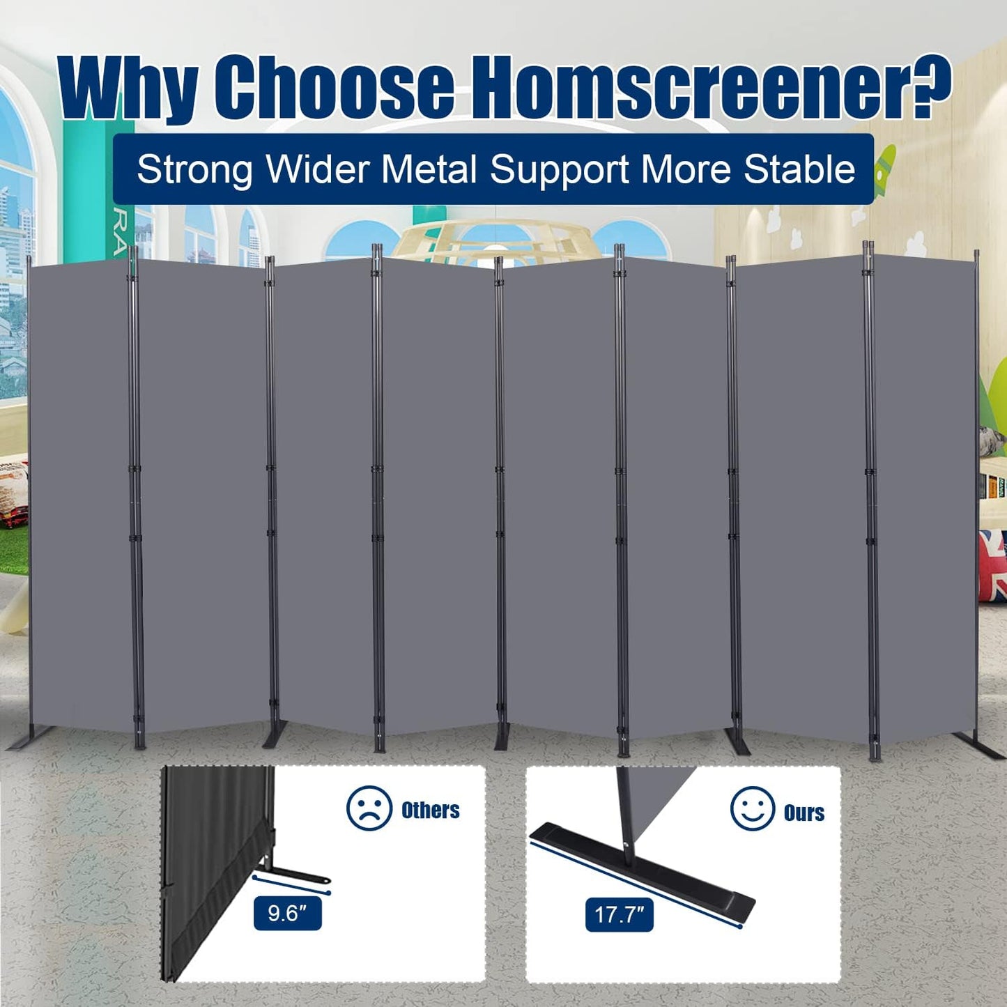 Room Divider 6FT Portable Room Dividers and Folding Privacy Screens, 176'' W Fabric Divider for Room Separation, 8 Panel Partition Room Dividers Freestanding Wall Divider Screen for Dorm Studio Office