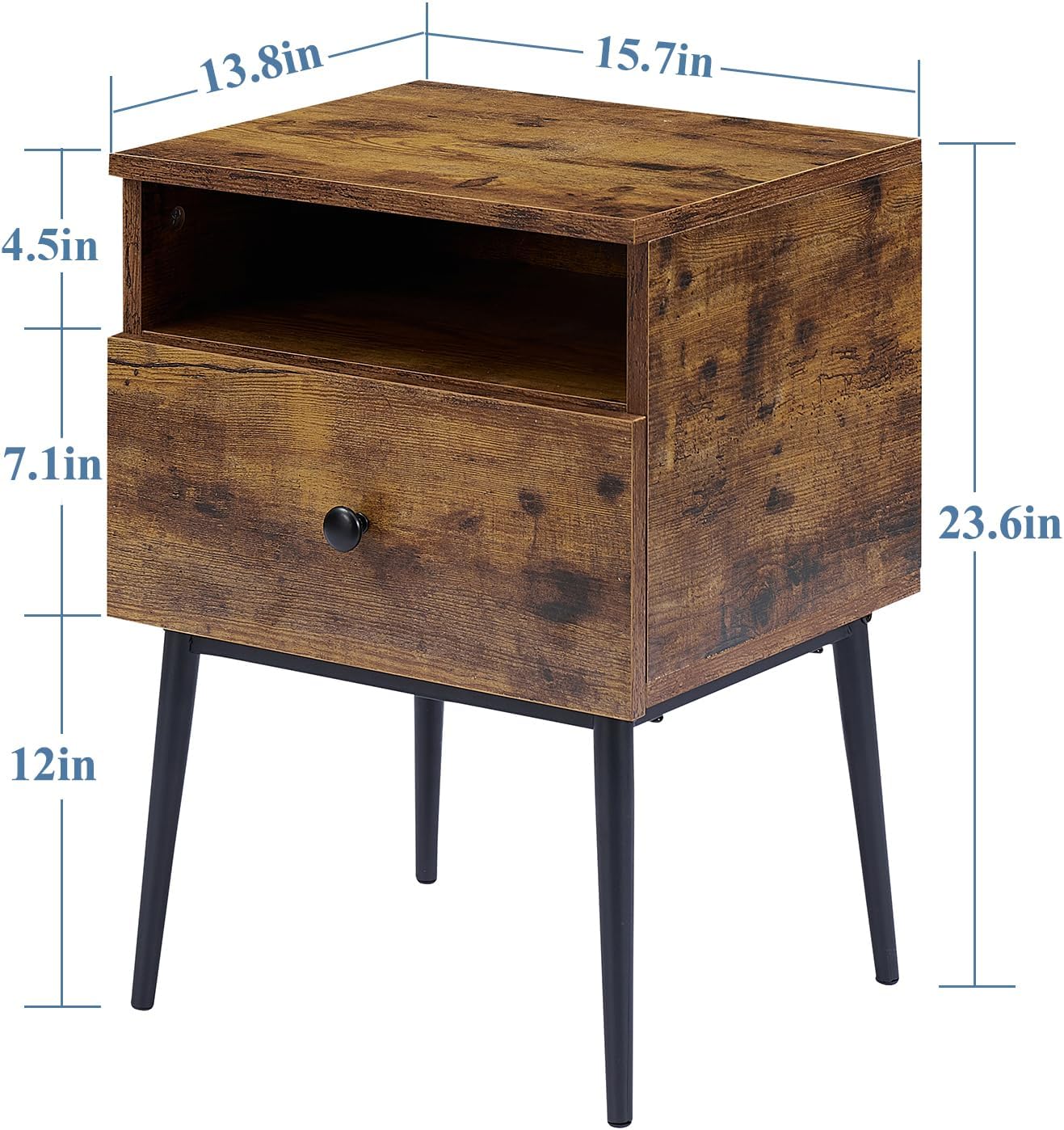 VECELO Modern Nightstands Set of 2,Square End Side Table with Drawer and Storage Space for Bedroom and Living Room