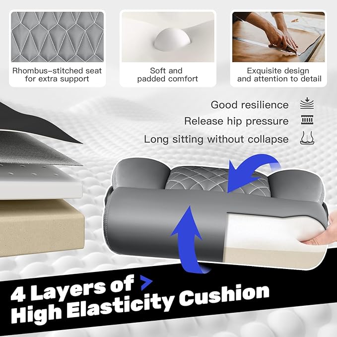 High Back Executive Office Chair - Ergonomic Computer Desk with Rocking Function, Leather Managerial with Adjustable Flip-Up Armrests and Lumbar Support