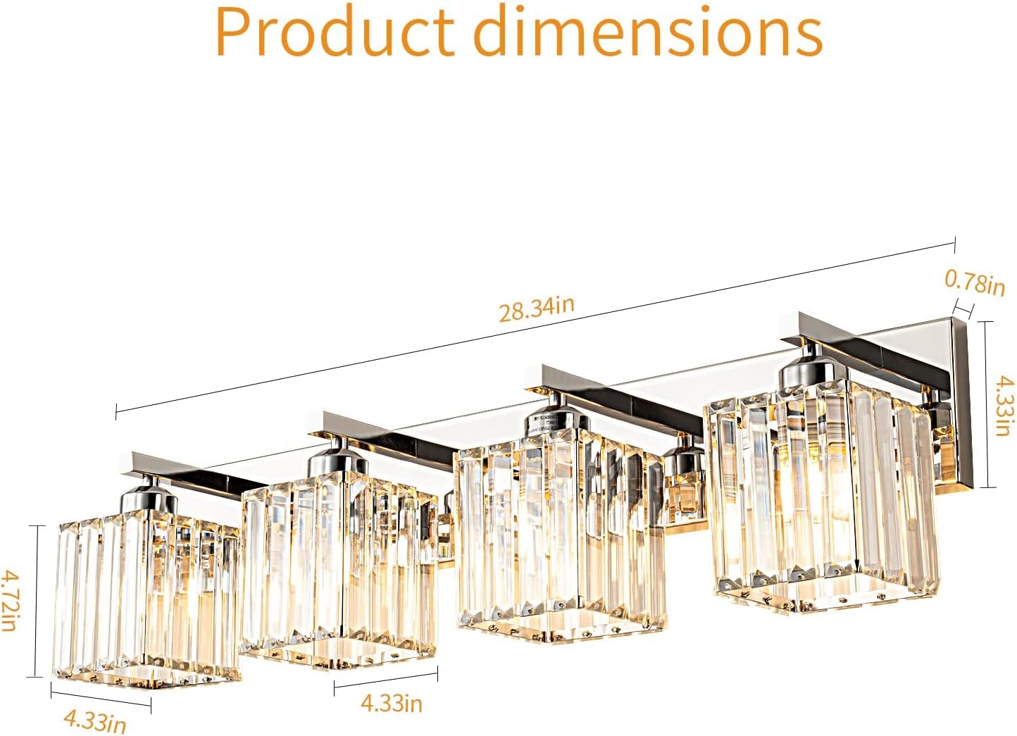 Modern 4-Light Chrome Crystal Bathroom Vanity Light Fixtures