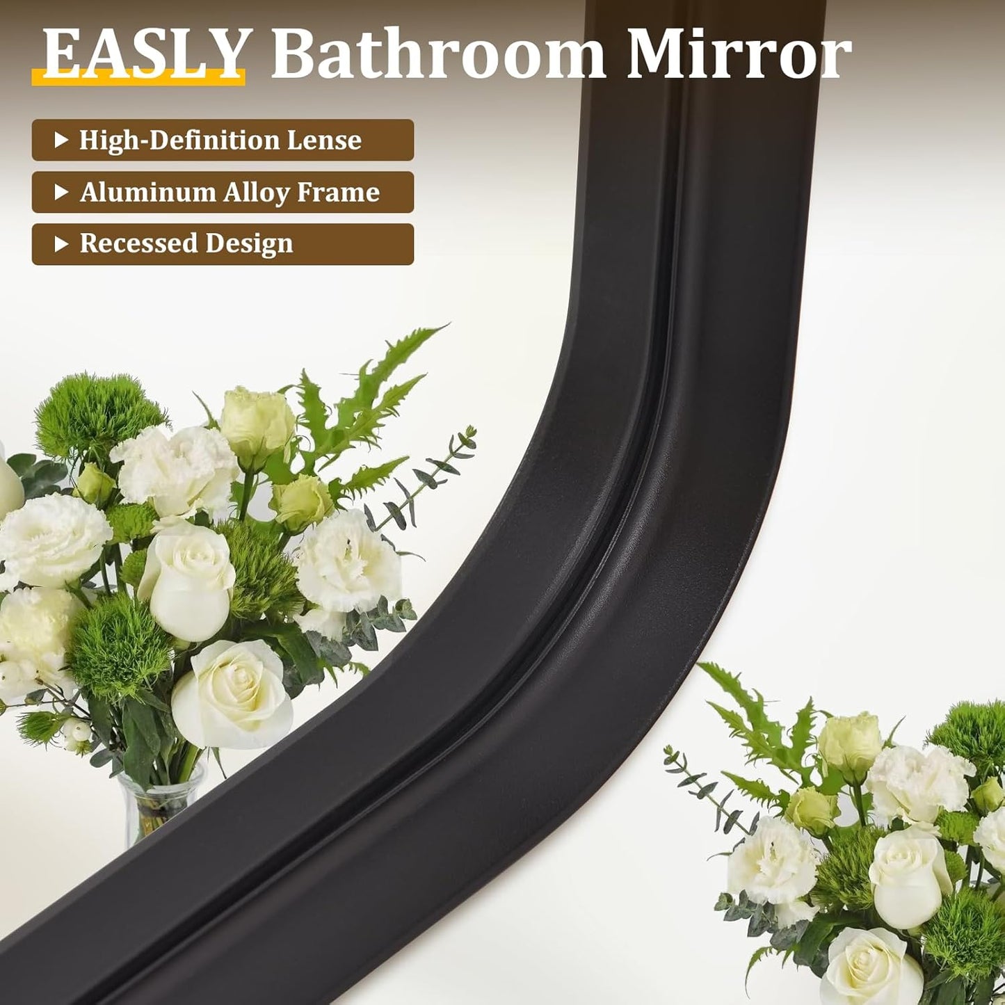 30"x 30" Black Bathroom Mirror - Aluminum Framed Wall Mirror, Bathroom Wall Mounted Vanity Mirror, Modern Bathroom Mirror, Bedroom, Living Room Wall Mirror, Hang Horizontally or Vertically