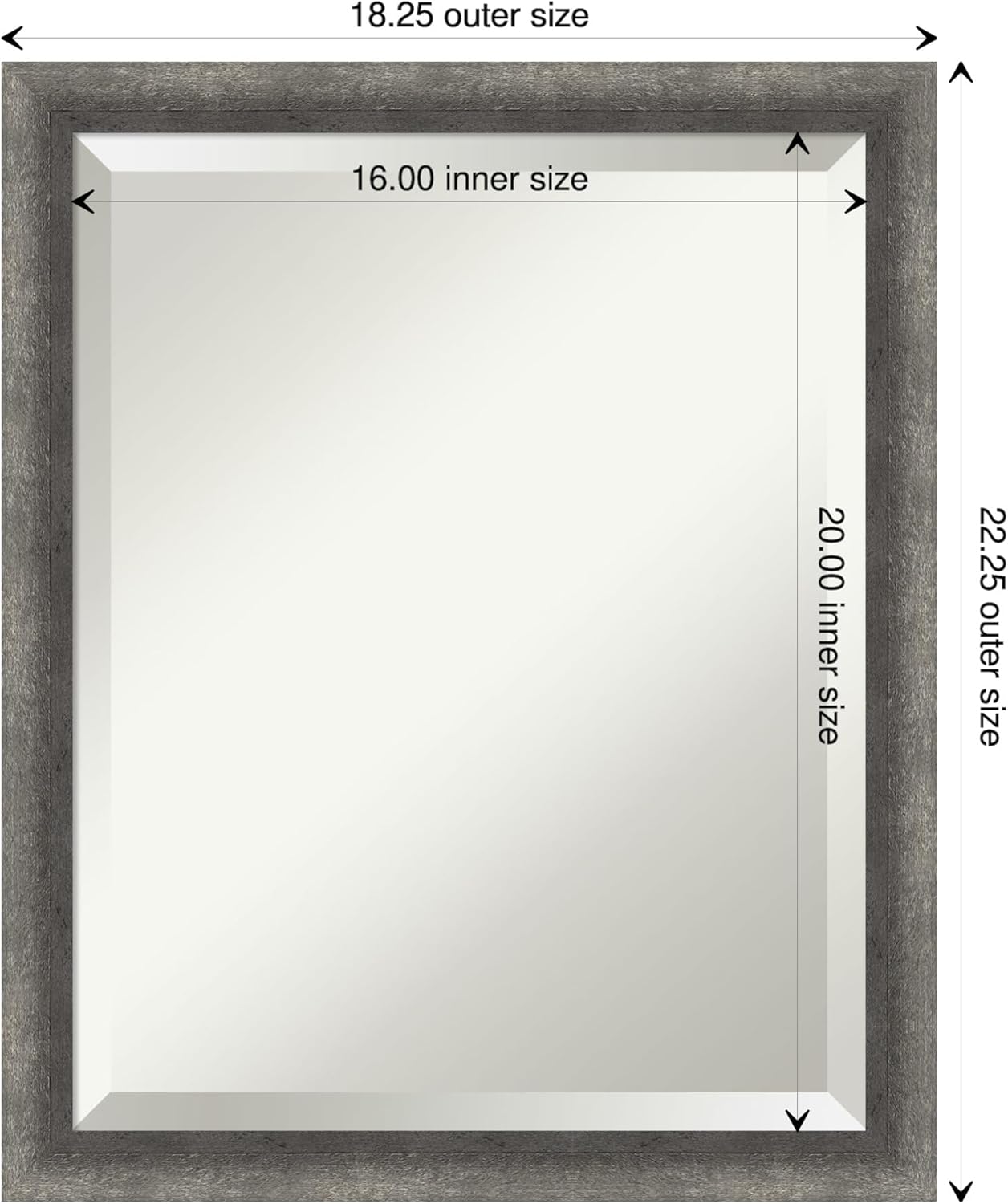 Amanti Art Grey Wall Mirror 22x18 Burnished Concrete Narrow Rectangle Bathroom Mirror for Wall Decor Living Room, Small Modern Contemporary Wood Frame, Hangs Horizonally and Vertically, Bathroom Decor