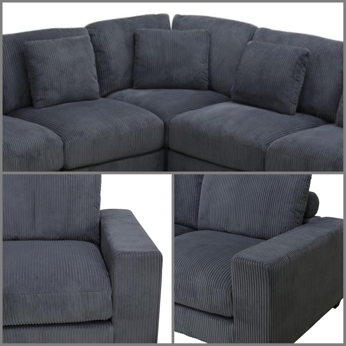 L Shaped Sectional Couches for Living Room, Stylish Sectional Loveseat Sofa with Ottoman & Deep Seats, Living Room Furniture Home Sofa for Adults, Light Gray