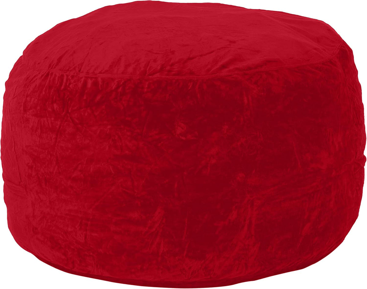 Chill Sack Bean Bag Chair - 5' Giant Memory Foam Lounge Chair with Soft Microfiber Cover – Cozy Furniture for Living Room, Dorm, & Kids' Rooms – Comfortable 5 Ft, Ultrafur Lounge Sofa, Red