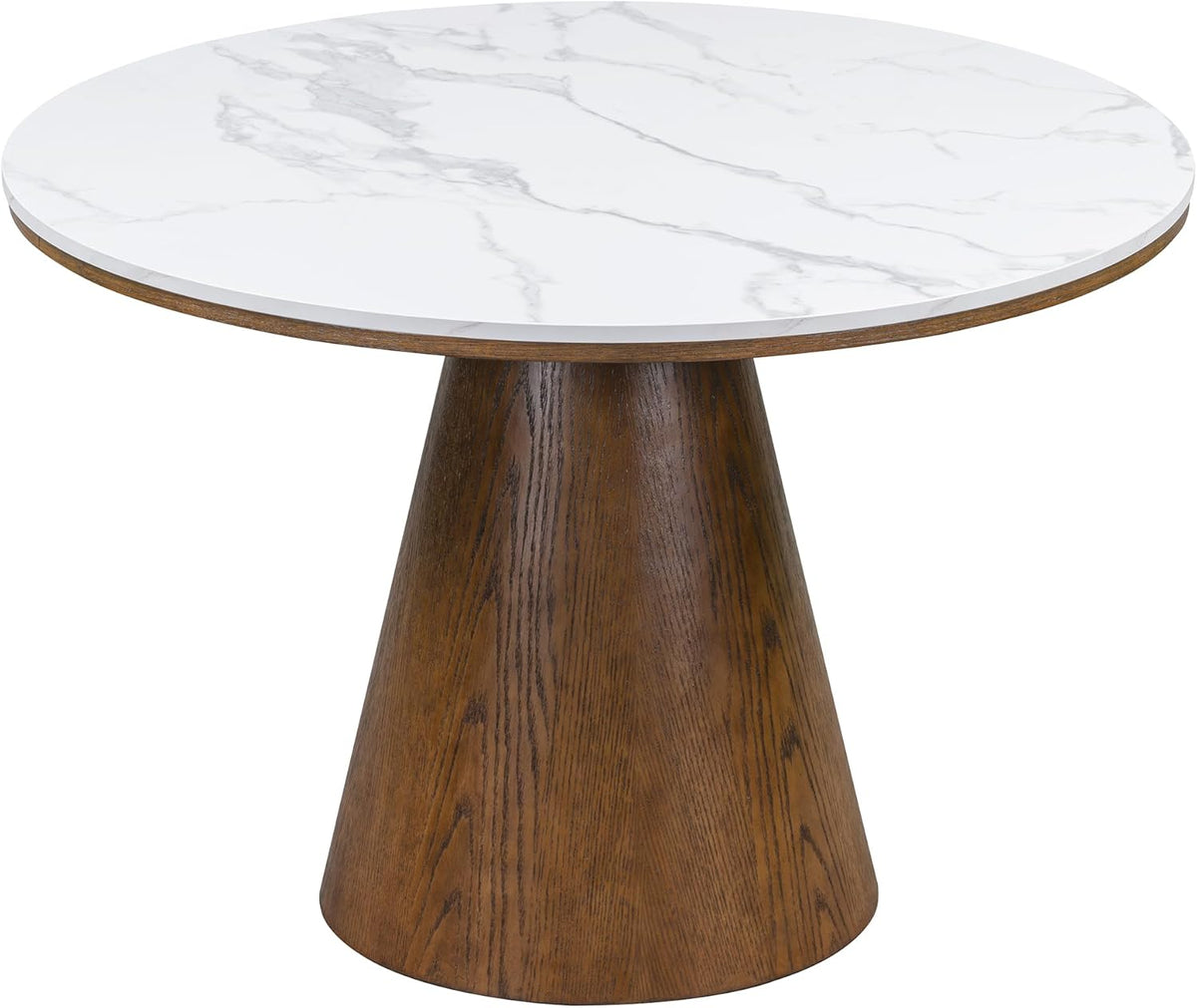 Wooden Kitchen Round Dining Table for 4-6, Round Kitchen Table with Circular Tabletop with Wood Pedestal Base, Rustic Farmhouse Furniture