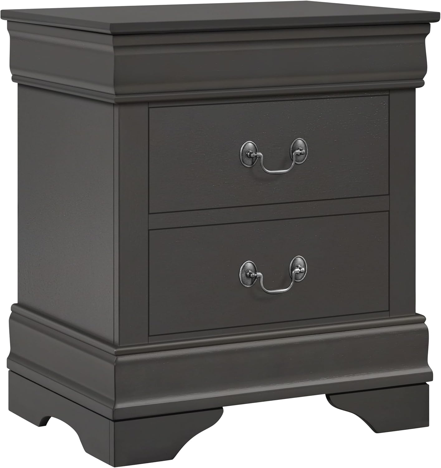 Yaheetech Fully-Assembled Nightstand with Drawers, Classic 2-Drawer Nightstand Large Bedside Table with Storage, Wooden Painted Storage Cabinet for Bedroom, 21.5″L×16″W×24.5″H, Rustic Gray