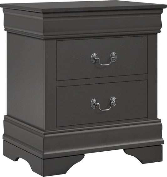 Yaheetech Fully-Assembled Nightstand with Drawers, Classic 2-Drawer Nightstand Large Bedside Table with Storage, Wooden Painted Storage Cabinet for Bedroom, 21.5″L×16″W×24.5″H, Rustic Gray