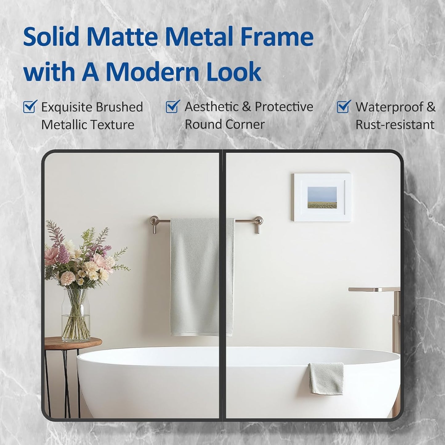 40x30 Inch Black Medicine Cabinet Mirror Metal Framed Recessed Bathroom Medicine Cabinets with Mirror and Storage Wall Mounted