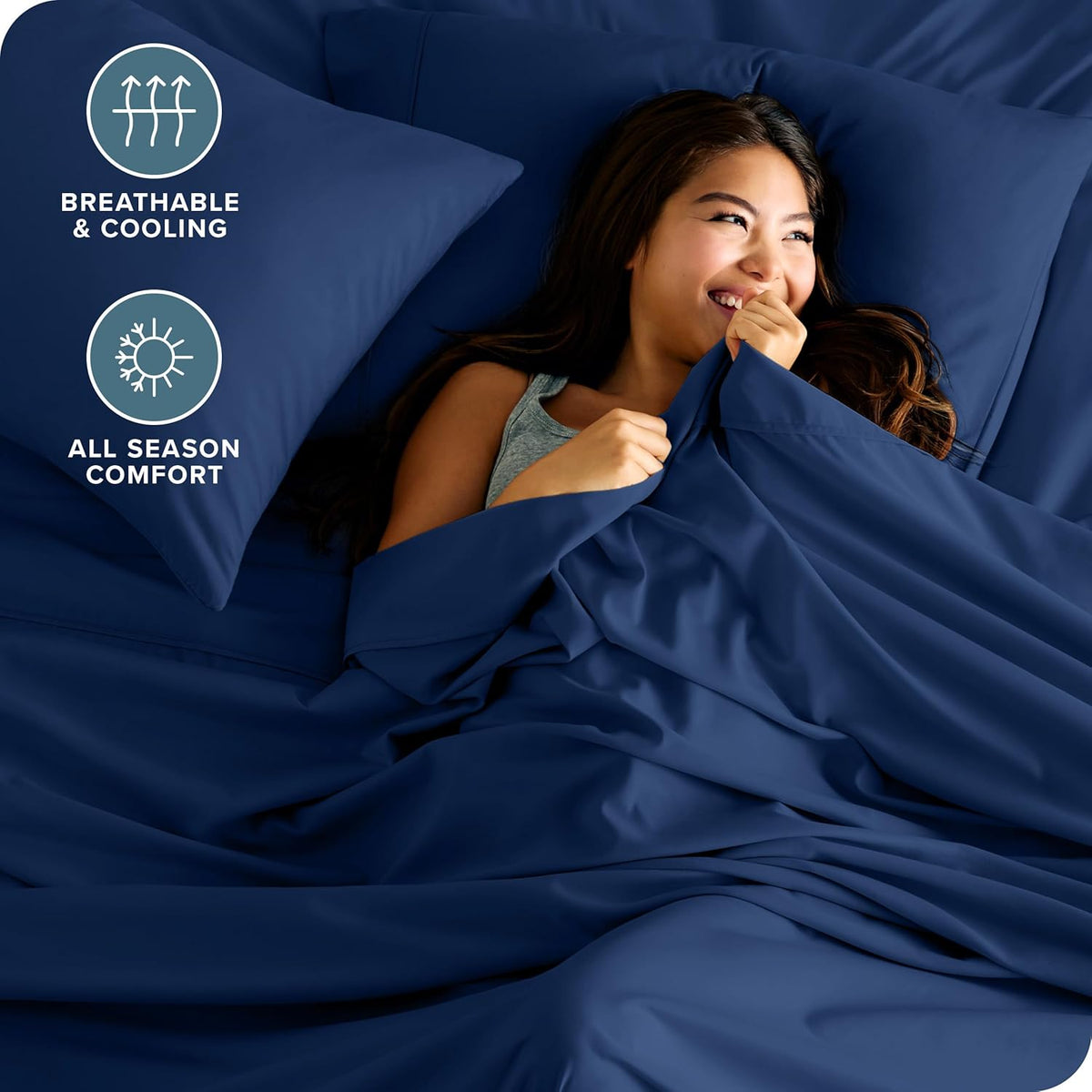 Bare Home California King Sheet Set - 1800 Ultra-Soft Microfiber Cal King Bed Sheets - Double Brushed - Deep Pockets - Easy Fit - 4 Piece Set - Bed Sheets (California King, Dark Blue)