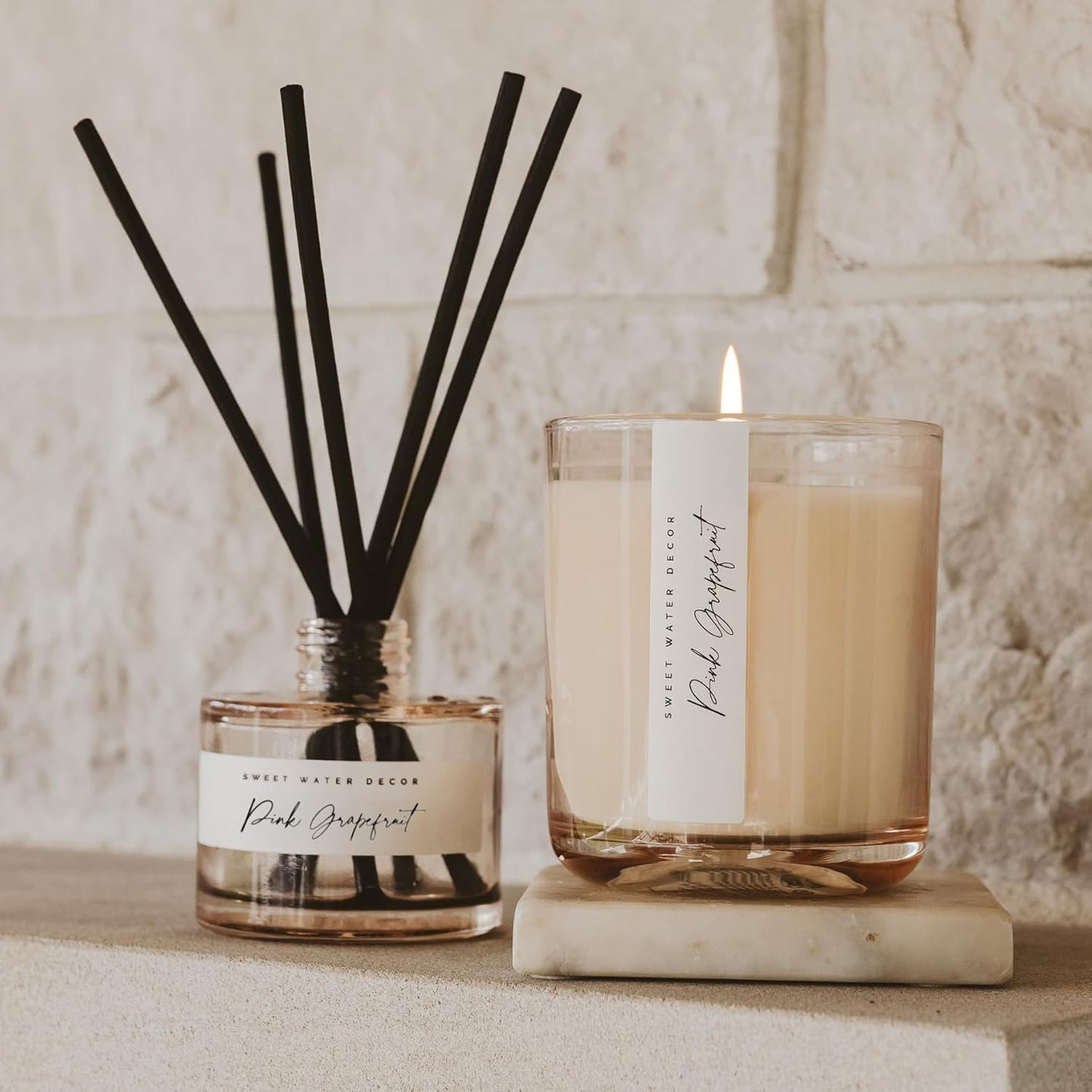 Sweet Water Decor Pink Grapefruit Reed Diffuser – Room Decor Aesthetic with Long-Lasting Premium Fragrance of Grapefruit, Orange, Strawberry, Jasmine, and Cedar for 4 Months – Ideal for Home Decor