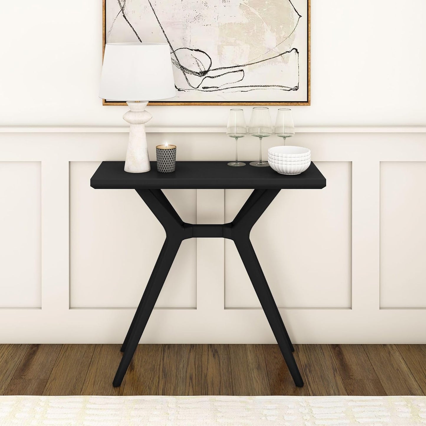 Plank+Beam Verso Console Table, 36 Inch Solid Wood Modern Sofa Table, Narrow Entryway Table for Hallway, Behind The Couch, Living Room, Foyer, Black