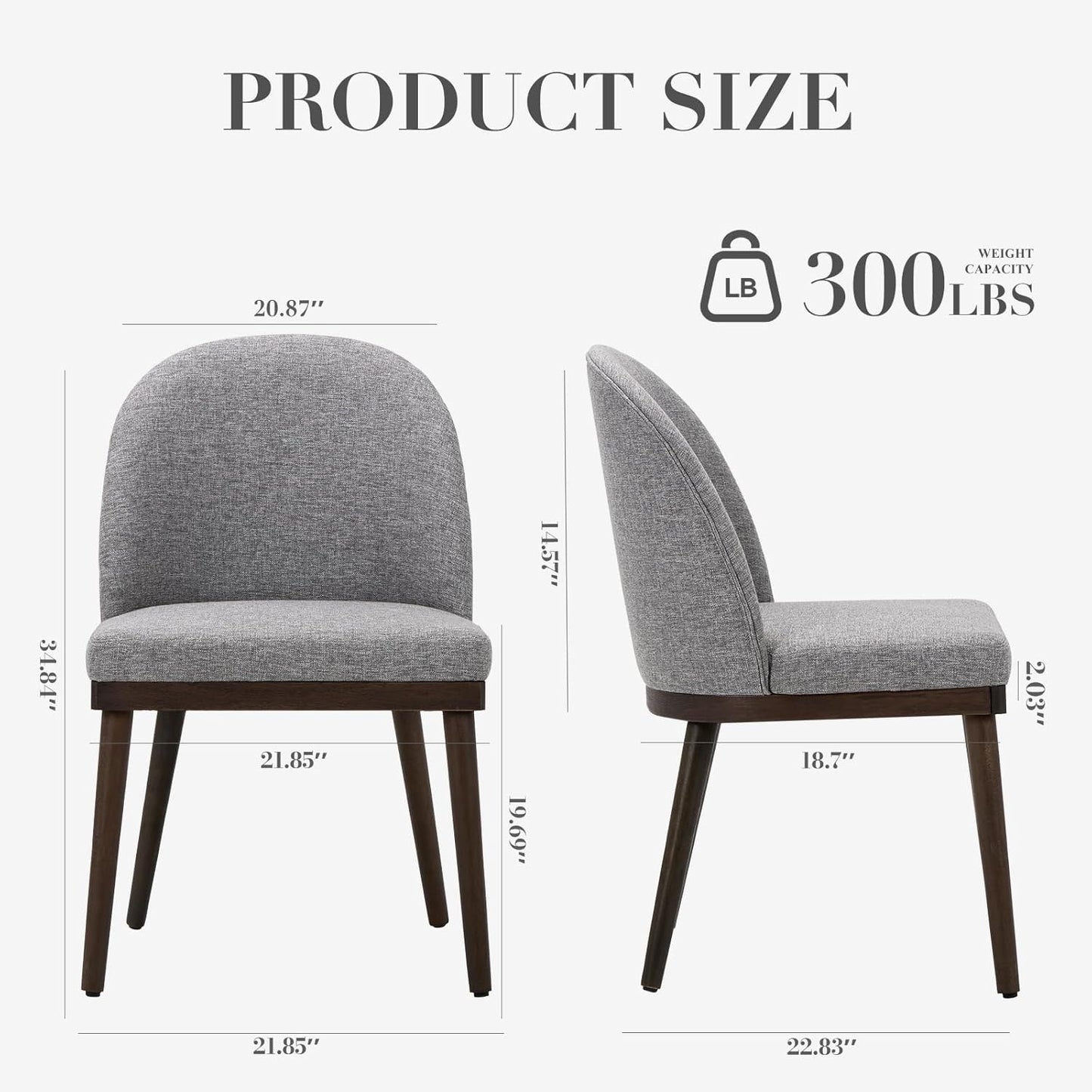 COLAMY Upholstered Dining Chairs Set of 2, Wooden Kitchen Chairs with Open Back, Modern Dining Room Chairs with Wood Frame, Dinner Side Chairs for Dining Room Kitchen Restaurant, Dark Grey