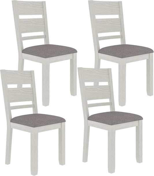 Dining Chairs Set of 4, Solid Wood Farmhouse Chairs with High Cross Back and Upholstered Seat, Easy Assembly for Indoor Home, Dinner, Kitchen, Grey