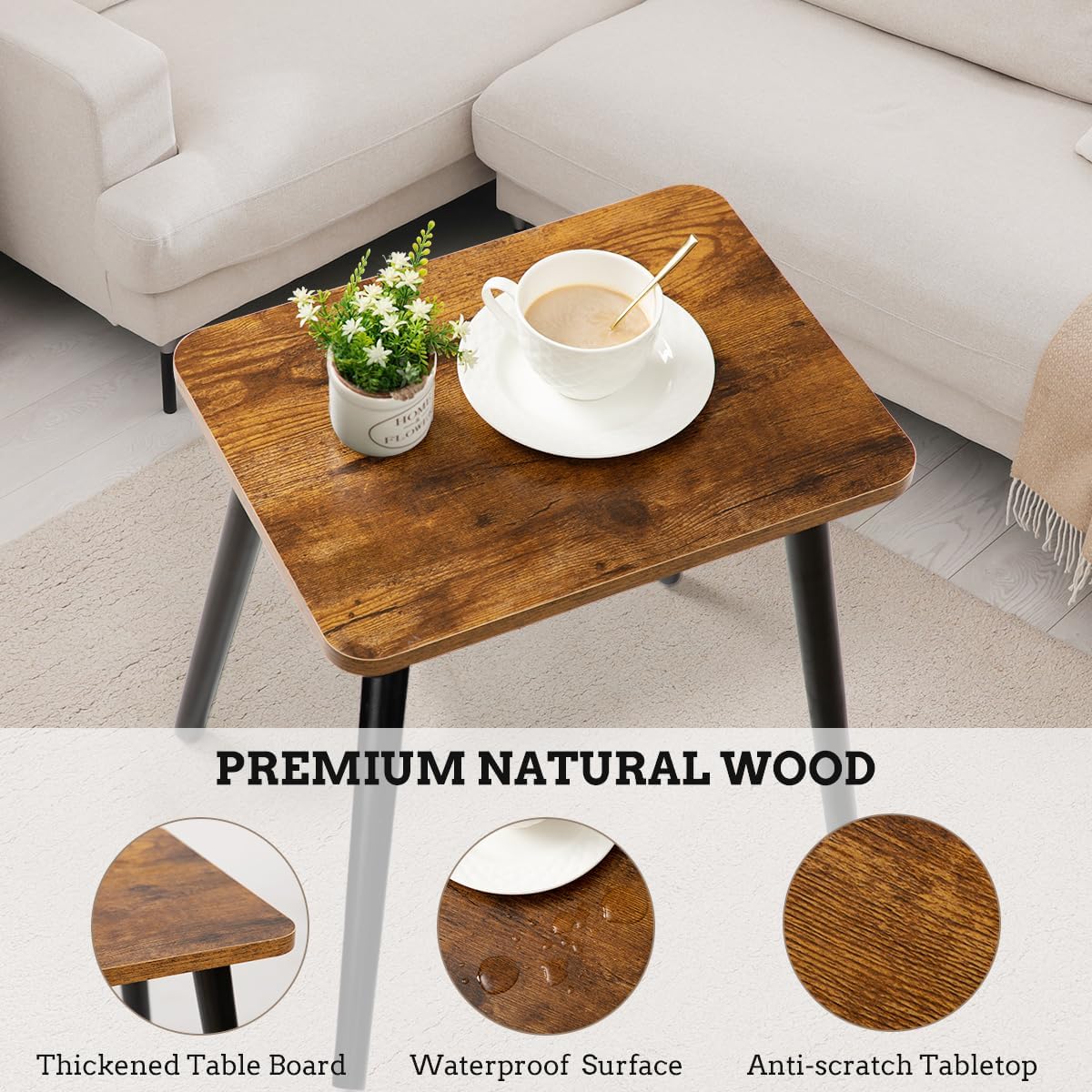 FORAOFUR End Table Set of 2, Modern Wooden Side Table for Living Room, Bedroom, Boho for Small Spaces, Easy Assembly