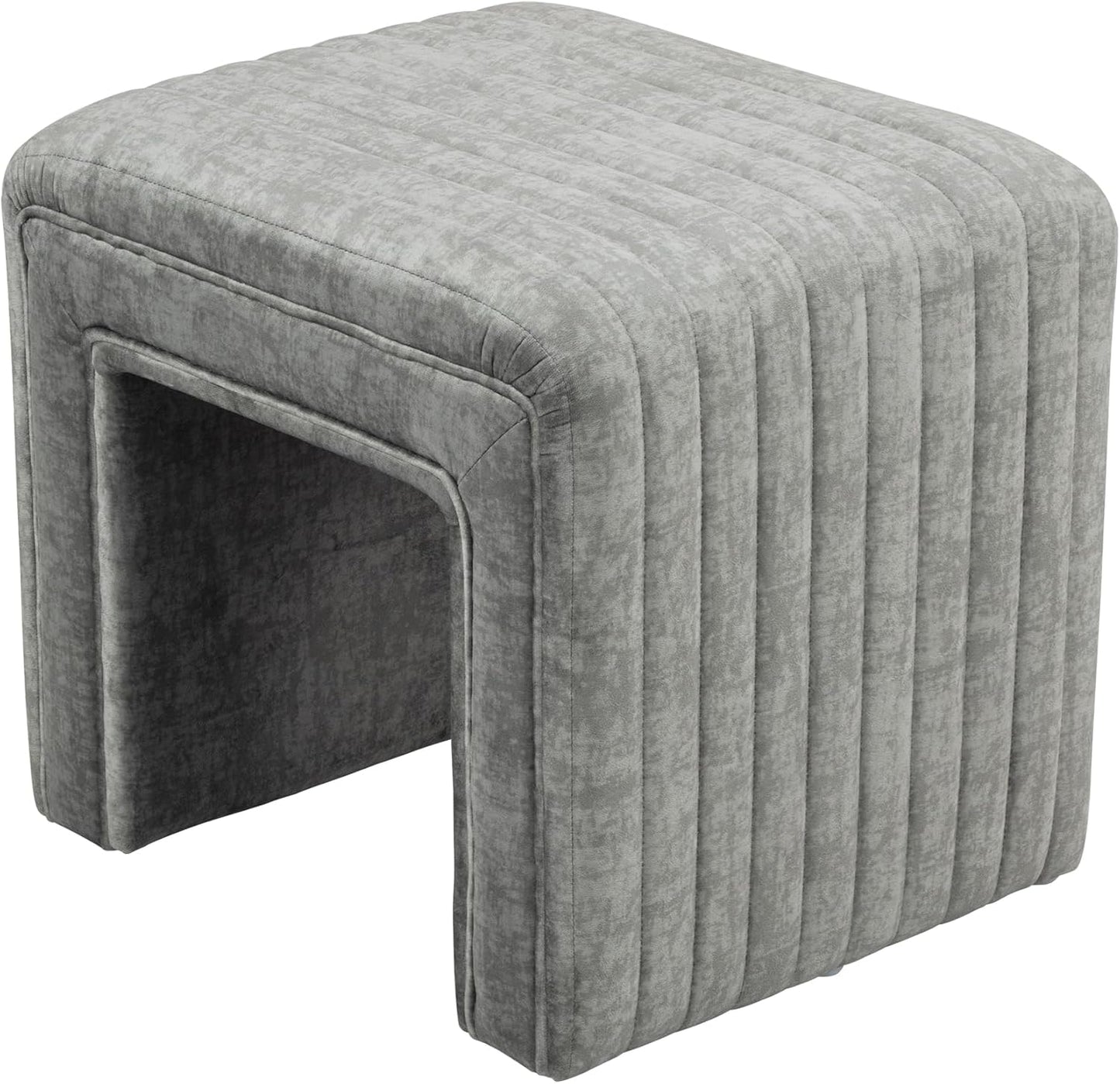 Get Set Style Vanity Stool Chair,Modern Velvet Ottoman Foot Stool with Wooden Legs Sofa Bench Footstool Extra Seat for Vanity,Makeup Room,Living Room,Entryway,Office (Fully Assembled)