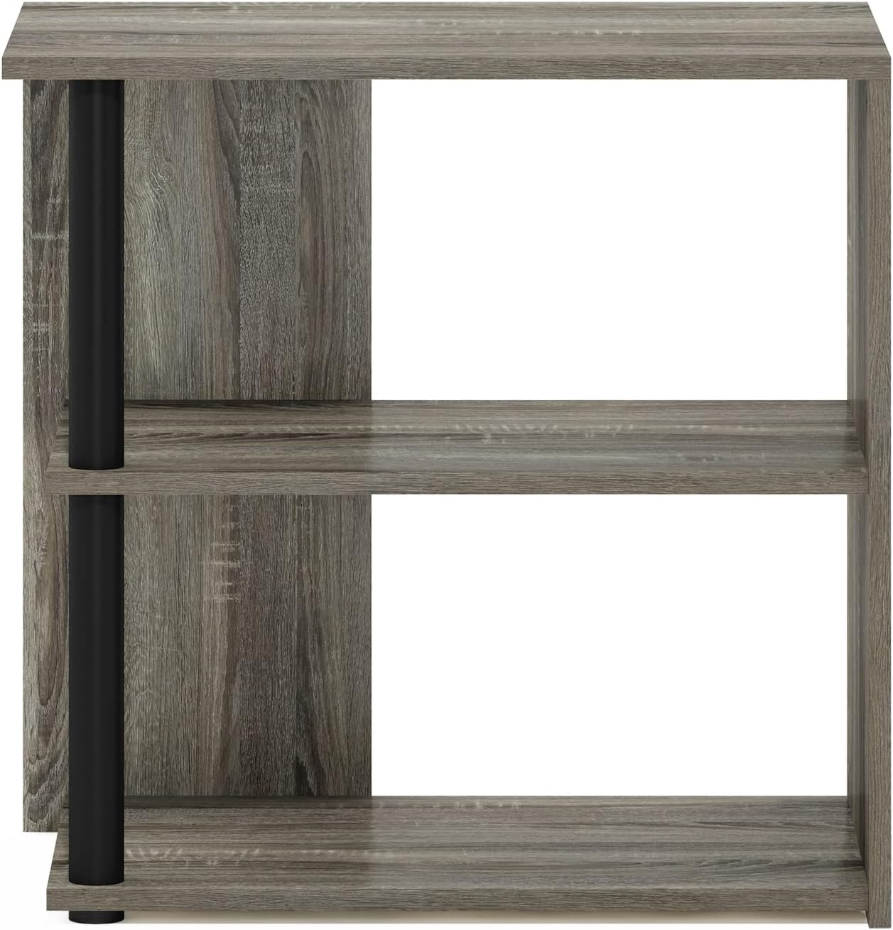 Furinno Romain 2-Tier End Table, French Oak/Black