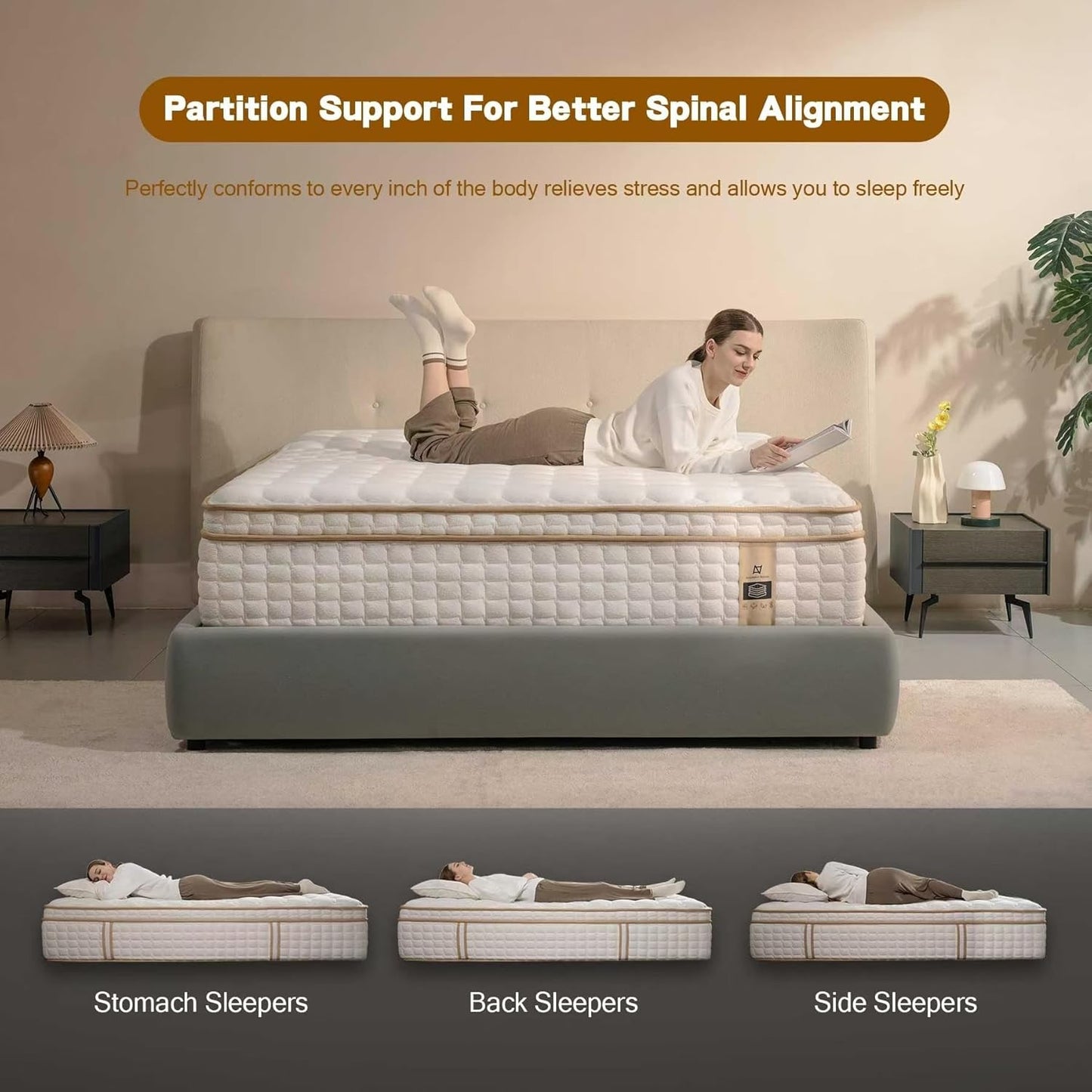 King Size Mattress, 12 Inch Hybrid King Mattress in a Box, Medium Firm Mattresses with Memory Foam & Pocket Springs, Pressure Relief, Cool Fresh Sleep, Enhanced Edge support， 80" x 76"