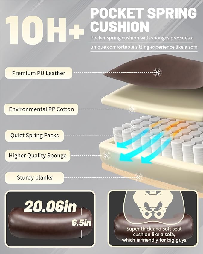 800LBS Big and Tall Office Chair for Heavy People, Extra Wide Seat and Adjustable Lumbar, Heavy Duty Executive Chair with High Back, Large Computer Desk Chair Comfortable for Home Office