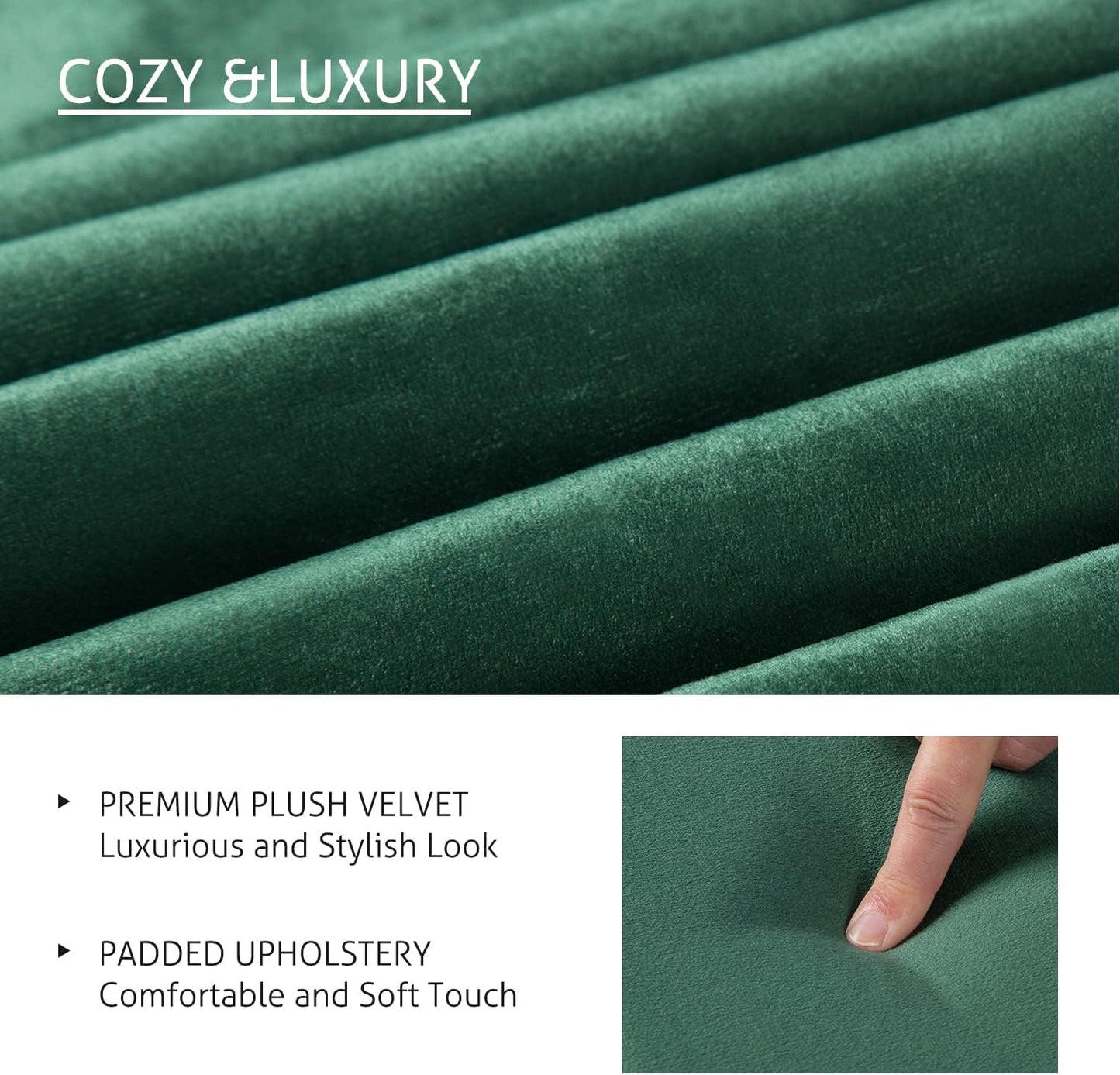 SHA CERLIN King Bed Frame/Velvet Upholstered Platform Bed Frame with Headboard/Strong Wood Slats Support/Mattress Foundation/No Box Spring Needed - Green