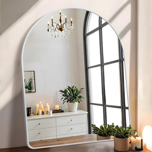 FORBATH Arched Bathroom Mirror 40x30 Inch, Silver Arch Wall Mirror with Aluminum Frame, Arched Mirror for Dresser, Fireplace,Entryway,Home Decor,Hanging or Leaning Against Wall