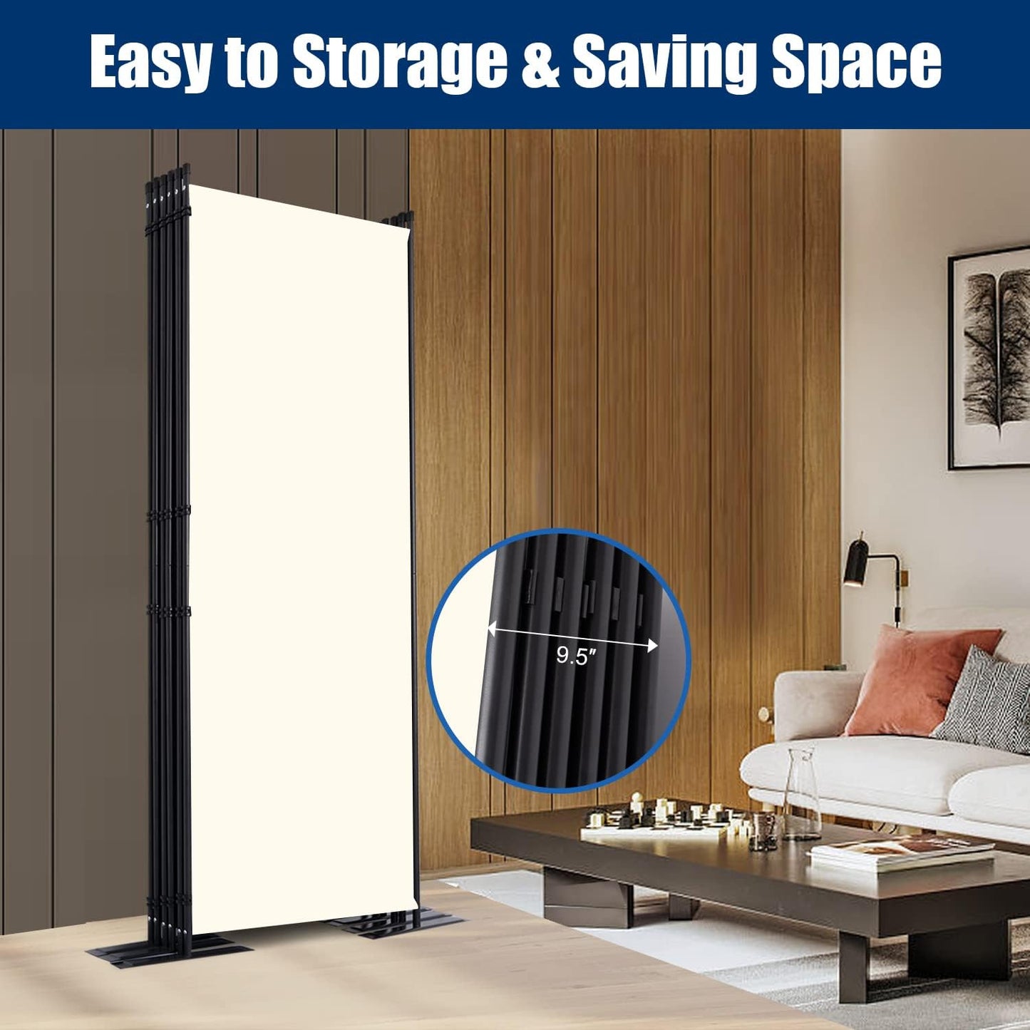 Room Divider 6FT Portable Room Dividers and Folding Privacy Screens, 204'' W Fabric Divider for Room Separation, 6 Panel Partition Room Dividers Freestanding Wall Divider Screen for Dorm Studio Office