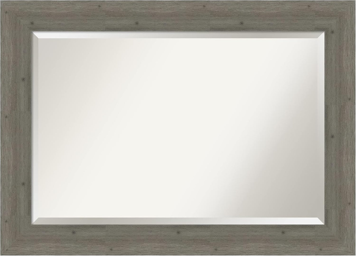 Amanti Art Grey Wall Mirror 31x43 Fencepost Grey Rectangle Bathroom Mirror for Wall Decor Living Room, Large Country Rustic Wood Frame, Hangs Horizonally and Vertically, Bathroom Decor, Beveled Edge